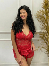 Baby Doll em Renda Íris - Vermelho